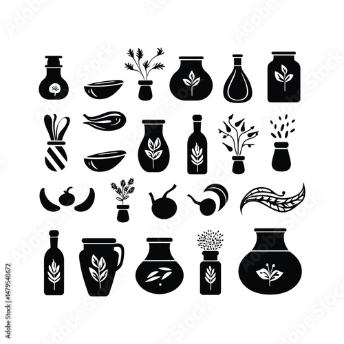 Condiments and Spices Silhouette Clipart