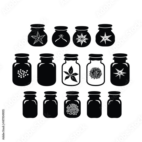 Condiments and Spices Silhouette Clipart