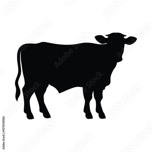 Cow Silhouette Clipart on White Background