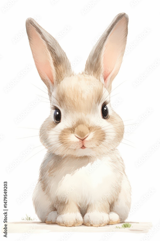 Fototapeta premium Adorable bunny rabbit sitting, soft fur, big ears