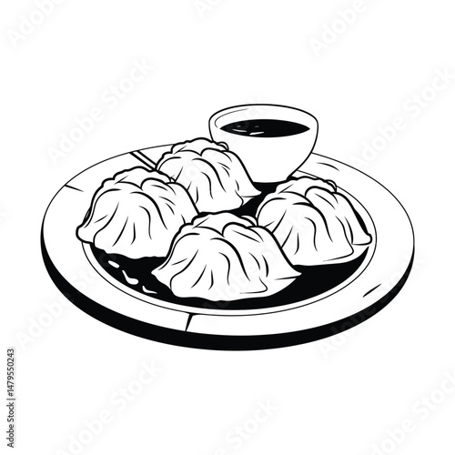 Dim Sum Silhouette Clipart on White Background