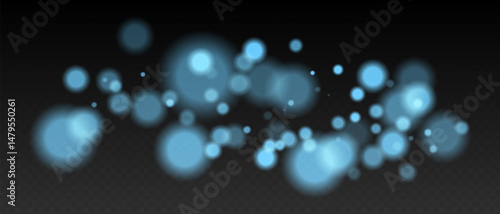 Blue bokeh. Warm glowing circles with blur and transparency on dark surface, abstract dreamy light spots for romantic or festive backgrounds.