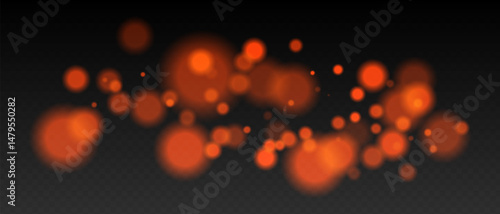 Peach bokeh. Warm glowing circles with blur and transparency on dark surface, abstract dreamy light spots for romantic or festive backgrounds.