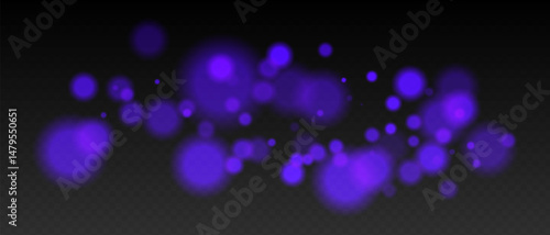Purple bokeh. Warm glowing circles with blur and transparency on dark surface, abstract dreamy light spots for romantic or festive backgrounds.