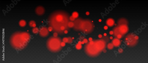 Red bokeh. Warm glowing circles with blur and transparency on dark surface, abstract dreamy light spots for romantic or festive backgrounds.