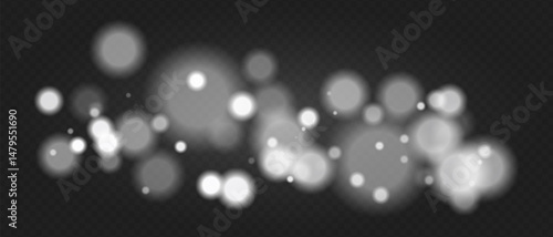 White bokeh. Soft glowing spheres with warm tint and blur, floating abstract particles for elegant, dreamy or romantic visual compositions.