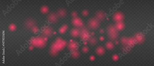 Red glowing blur clusters with soft edges and bokeh effect. Abstract light particles on transparent background for digital fire or heat simulation.