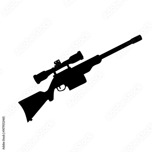 rifle with scope icon, rifle with scope silhouette vector illustration-simple silhouette illustration of rifle with scope,rifle with scope vector