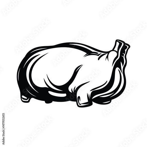 Ham Silhouette Clipart on White Background