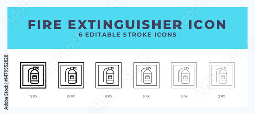 Fire extinguisher vector icon. With different stroke vector illustration.