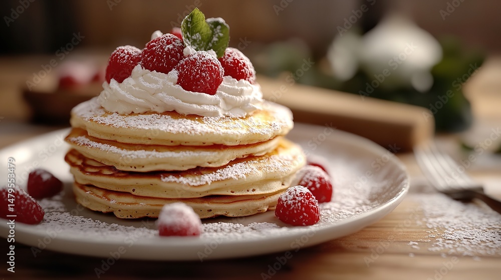 Delicious fresh sweet with whipped cream Delicious fresh sweet with whipped cream
