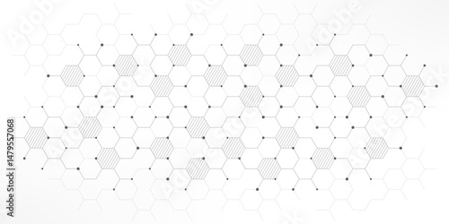 Graphic design element with abstract geometric background of simple hexagon pattern