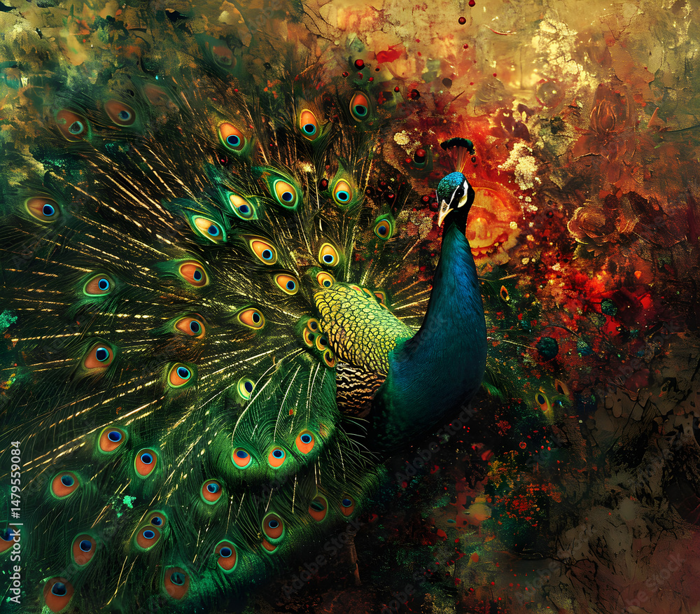 Obraz premium chaotic abstract expressionism for peacock animal