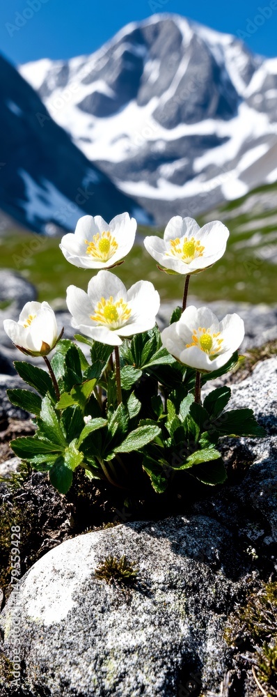 Obraz premium Alpine Flowers Blooming in the High Mountains A Stunning Nature Photography