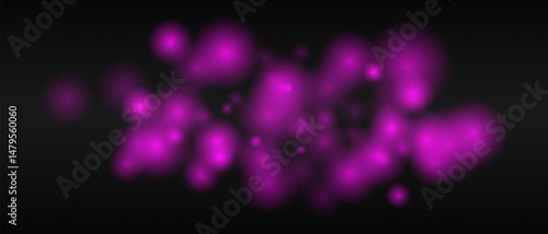 Purple glowing dots with smooth gradients and bokeh effect on dark transparent background. Abstract fire glow or warm light blur.