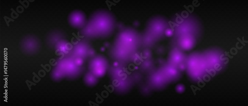 Purple glowing dots with smooth gradients and bokeh effect on dark transparent background. Abstract fire glow or warm light blur.