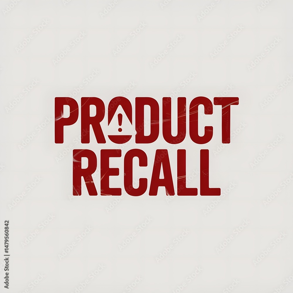 Obraz premium Product Recall Warning Sign: A bold red graphic with an exclamation mark in a triangle signifies a product recall announcement, conveying a sense of urgency and caution. 
