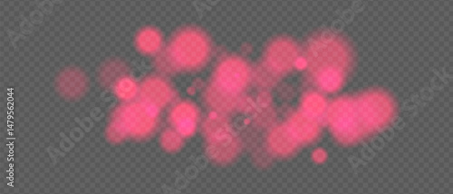 Pale red glow clusters with strong bokeh and haze effect. Soft fire particles on transparent surface for warm ambient design.