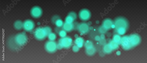 Blue glowing bokeh lights with blur and transparency. Abstract festive light spots, digital sparkles and warm visual accents.