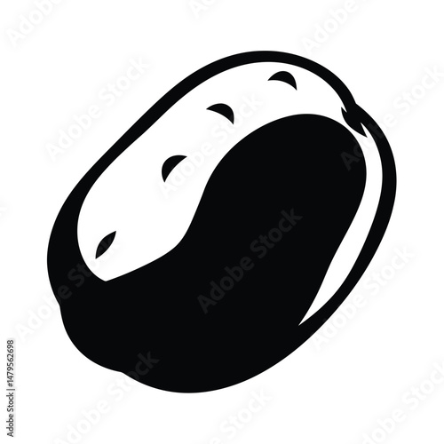 Potato Silhouette Clipart White Background