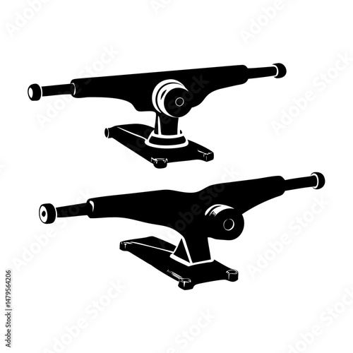 Silhouette Illustration of Skateboard Trucks for Skateboarding and Extreme Sports