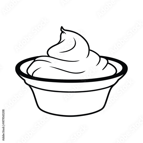 Sour Cream Silhouette Clipart White Background