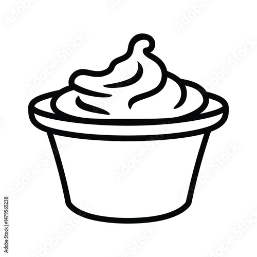 Sour Cream Silhouette Clipart White Background