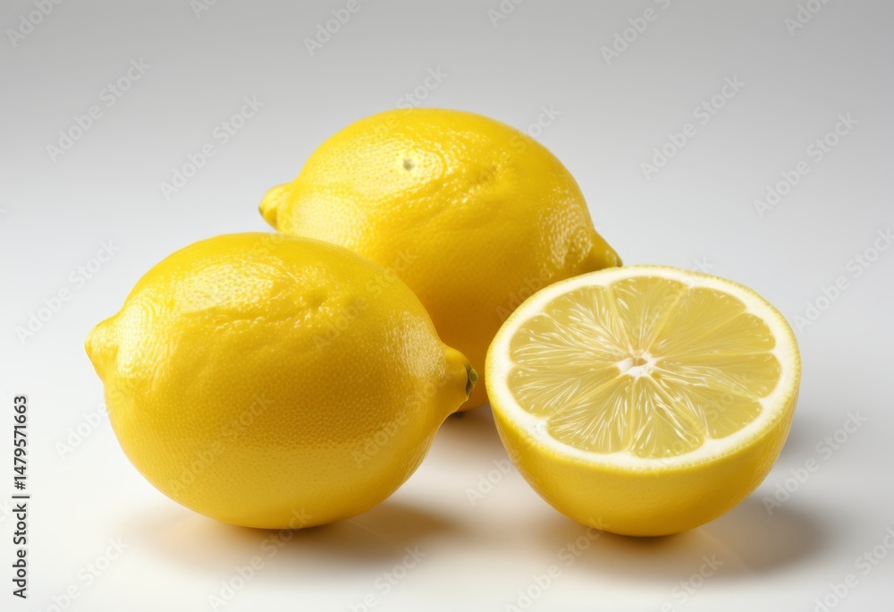 There are three lemons cut in half and one in half There are three lemons cut in half and one in half