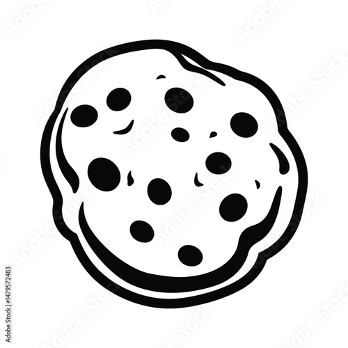 Cookie Silhouette Clipart on White Background