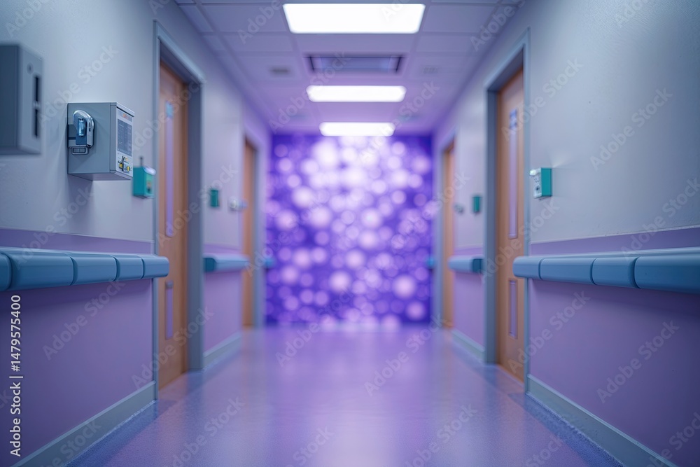 Lavender Background of Blurred Unfocused Medical Corridor Lavender Background of Blurred Unfocused Medical Corridor