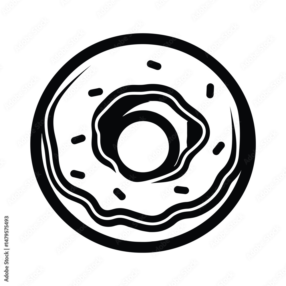 Donut Silhouette Clipart on White Background Donut Silhouette Clipart on White Background