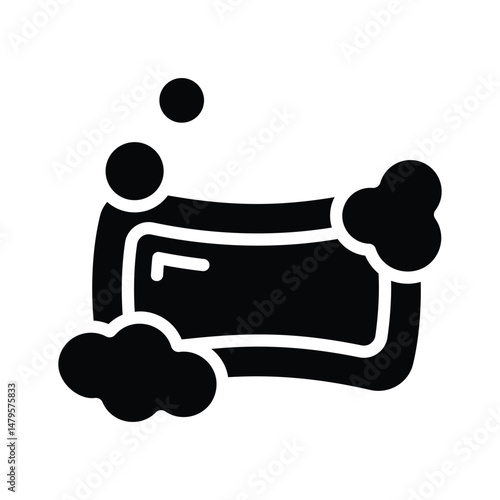 Creatively designed glyph icon of soap with bubbles