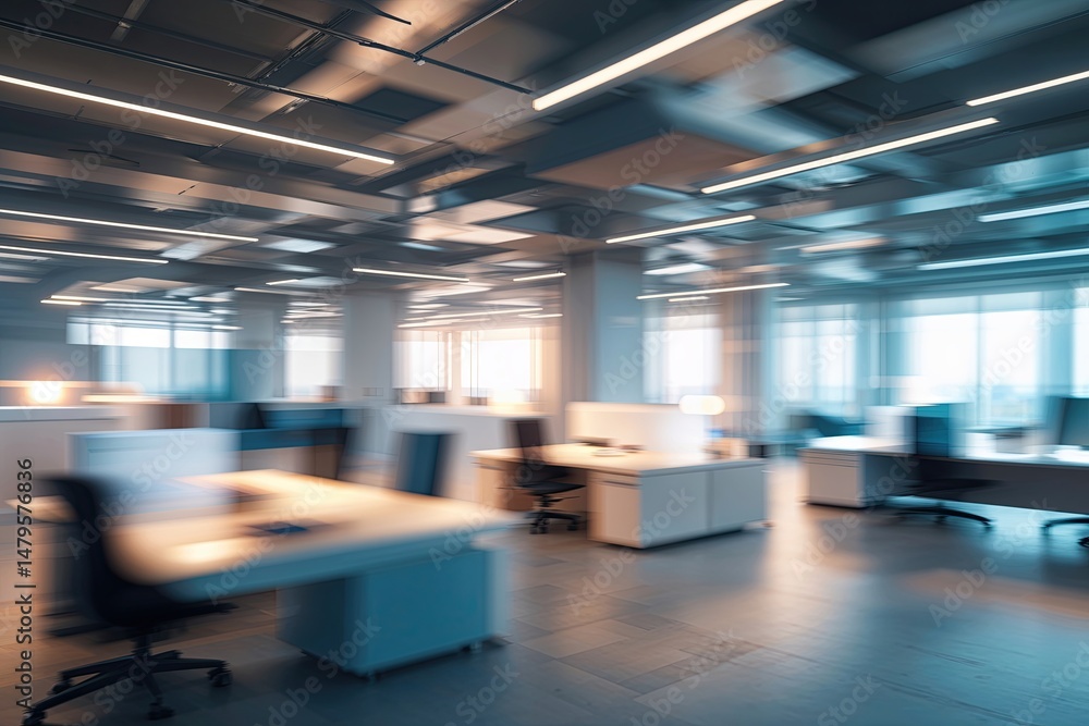 Dynamic Blurred Office Landscape Exploring Multidimensional Spaces and Light Effects Dynamic Blurred Office Landscape Exploring Multidimensional Spaces and Light Effects