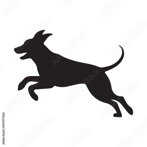 Jumping dog silhouette vector illustration