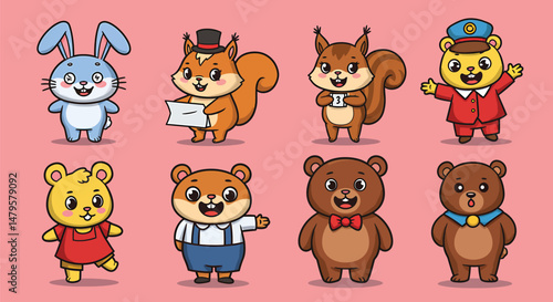 Illustration of Levity and Laughter: Set of humorous character mascots for a brand