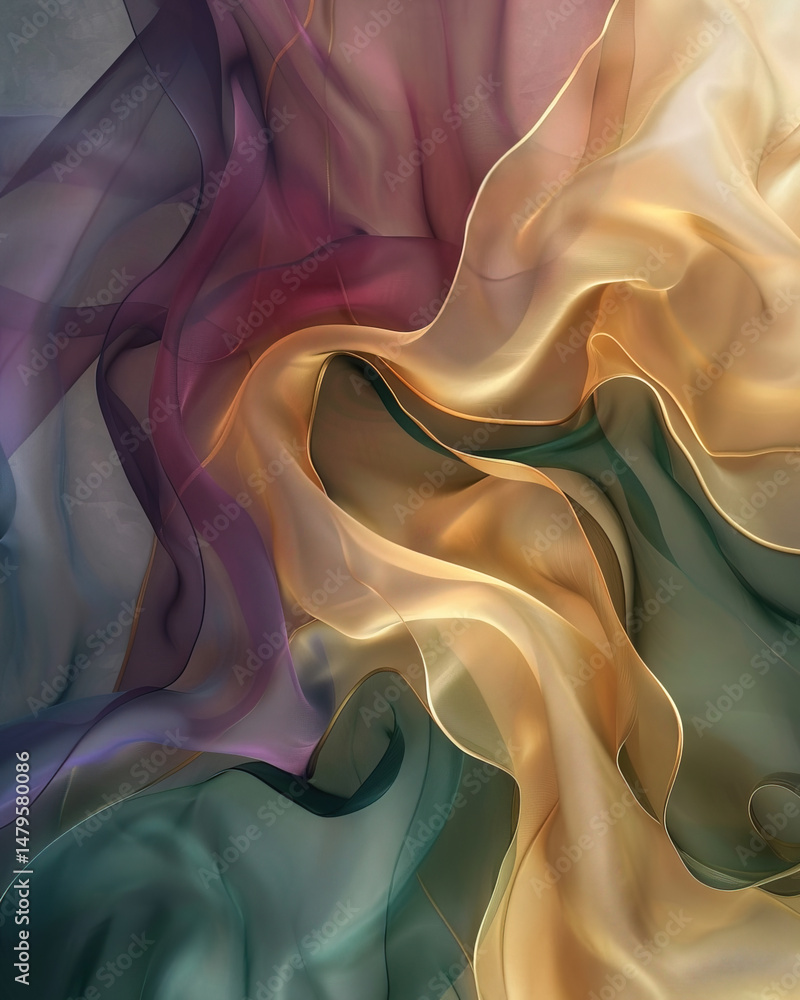 Fototapeta premium Elegant metallic gradients and fluid textures create a dynamic abstract painting