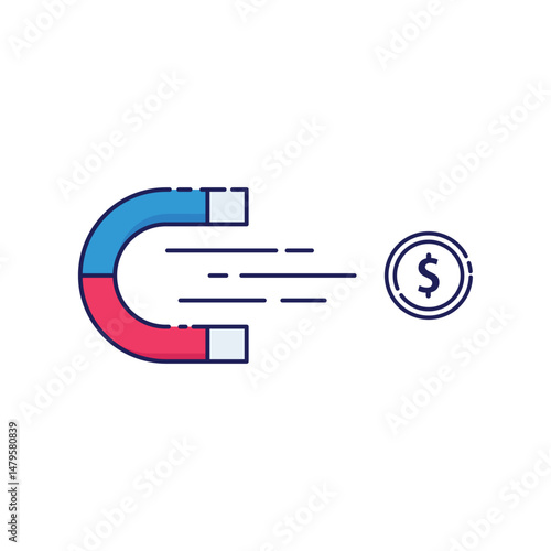 Magnet attracting  coins