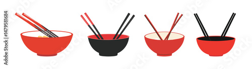 Noodle Bowls with Chopsticks Design Template