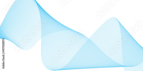 Abstract wave lines smooth colour blue on white background and technology curve lines background. Dynamic sound waves. Web, banner, app, wallpaper. Design elements.  Vector Illustration.