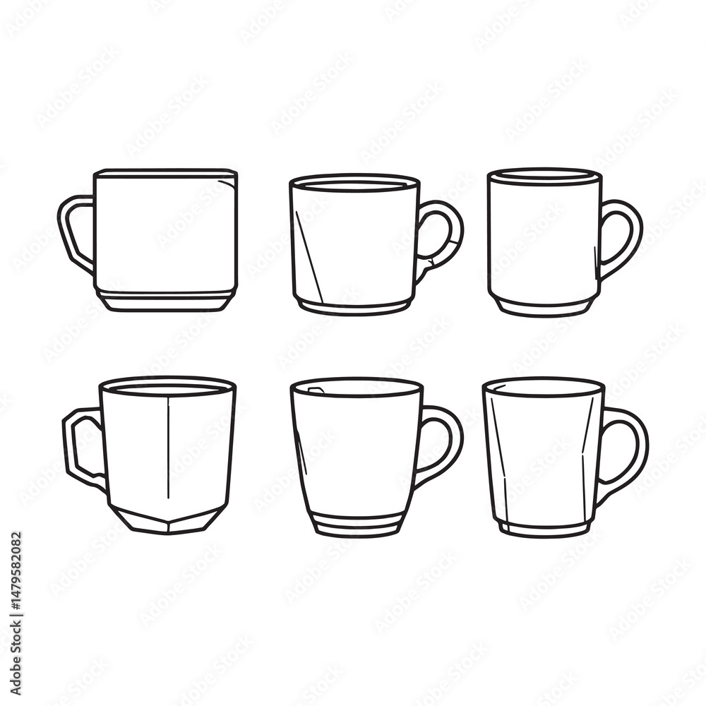 Elegant Coffee Mug Outline Drawing for Modern Design Elegant Coffee Mug Outline Drawing for Modern Design