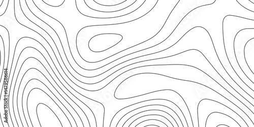Abstract seamless contour line pattern with topographic map. Smooth and black lines minimal, scientific, and geographic terrain mapping  elevation data. Luxury black line art design 