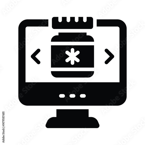Check this trendy glyph style icon of online medicine