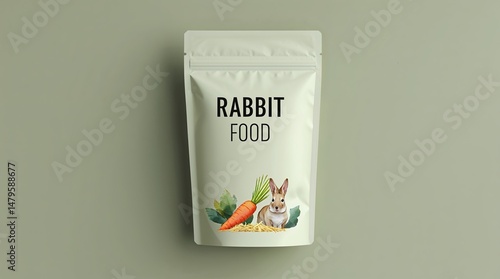 Rabbit food packaging showcases healthy ingredients for pets in a minimal design