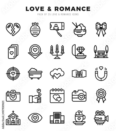 Love & Romance. Lineal icons Pack. vector illustration.