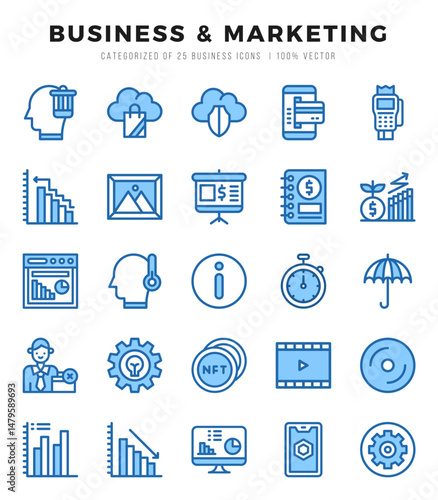 Business & Marketing Two Color icons. Vector Two Color illustration.