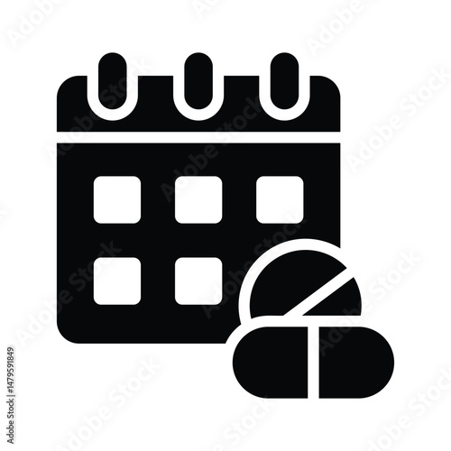 Download our premium glyph icon of medicine reminder calendar