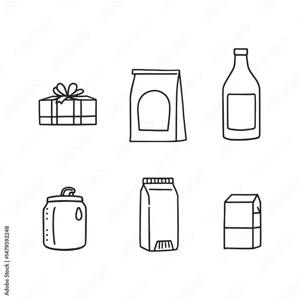 Elegant Line Art Drawings Representing Product Packaging Ideas Elegant Line Art Drawings Representing Product Packaging Ideas