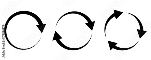 Circle Arrow icon set vector illustration, refresh, reload, Set of circle arrows rotating, different circular arrows of black color isolated, recycle sign, Arrow clock wise rotating symbol, arrow sign
