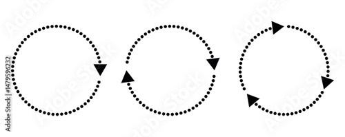 Circle Arrow icon set vector illustration, refresh, reload, Set of circle arrows rotating, different circular arrows of black color isolated, recycle sign, Arrow clock wise rotating symbol, arrow sign
