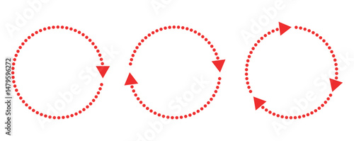 Circle Arrow icon set vector illustration, refresh, reload, Set of circle arrows rotating, different circular arrows of red color isolated, recycle sign, Arrow clockwise rotating symbol, arrow sign
